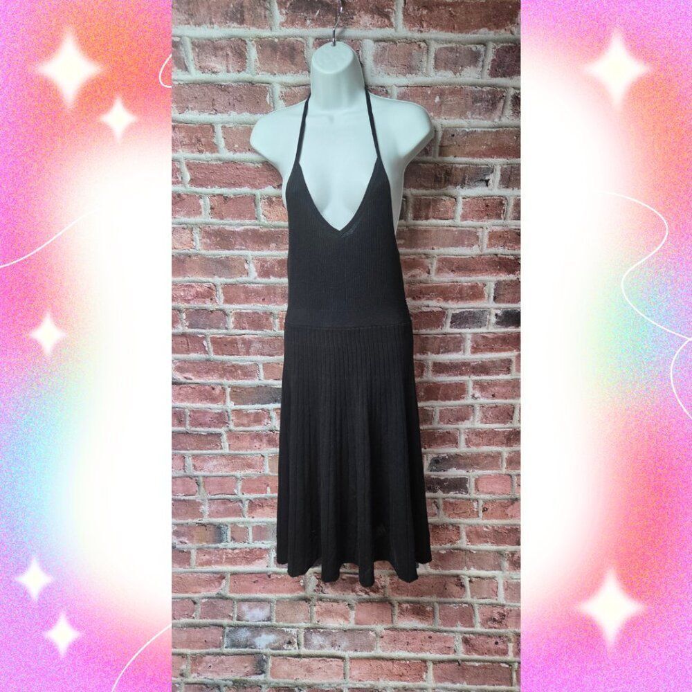 Women's A NEW DAY Halter Neck Knit Sleeveless Midi Dress Large
